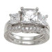 .925 Sterling Silver Princess Cut Cubic Zirconia Engagement Ring Set
