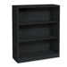 Metal Bookcase, 3 Shelves, 34-1/2w x 12-5/8d x 41h, Black