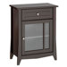 Elegance Hall Console with1 Glas Door, 1 Drawer and 1 Adjustable Shelf in Espresso