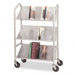 Sloped-Shelf Book Cart, Three Shelves, 26 x 16 x 41-1/2, Gray