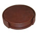 1000 Series Classic Leather Four Round Coasters with Holder in Mocha