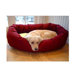 Bagel Dog Bed in Burgundy and Sherpa