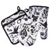 Ravens Dream Oven Mitt / Pot Holder Set in Black and White