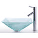 Square Clear Alexandrite Glass Sink and Sheven Faucet