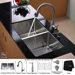 Undermount 33" Double Bowl 50/50 Kitchen Sink with Faucet and Soap Dispenser