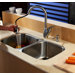 32 inch Undermount Double Bowl Stainless Steel Kitchen Sink with Kitchen Faucet and Soap Dispenser