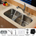  Undermount 32" Double Bowl Kitchen Sink with 14.9" Kitchen Faucet with Lever Handle