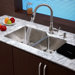 Stainless Steel Undermount 32" 70/30 Double Bowl Kitchen Sink with Kitchen Faucet and Soap Dispenser