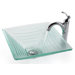 Square Clear Alexandrite Glass Vessel Sink and Rivera Faucet