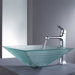 Clear Alexandrite Glass Vessel Sink and Decorum Faucet
