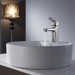 18.5" White Round Ceramic Sink and Virtus Basin Faucet
