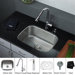 23 inch Undermount Single Bowl Kitchen Sink with Chrome Faucet and Soap Dispenser