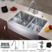 Farmhouse 36" Double Bowl Kitchen Sink with Faucet and Soap Dispenser