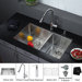19" W x 32.75" L Undermount Double Bowl Stainless Steel Kitchen Sink with Chrome Kitchen Faucet