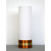 Chuck Table Lamp with White Linen Shade in Rust and Gold Stripe
