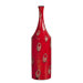 Medium Ceramic Vase with Textured Silver Sand Accents in Bright Red