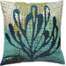 Ecco 20" x 20" Embroidered Pillow with Blue Leaf