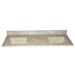 61" x 22" 3cm Double Rectangular Bowl Marble Vanity Top with 8" Centers in White Carrera