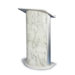 Bianco Marble Lectern with Satin Anodized Aluminum-Curved Lectern