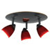 Serpentine Three Light Track Light with Red Spot Glass in Dark Bronze
