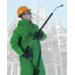 Green 0.42 mm Polyester Flame Retardant Chemcial Protection Coveralls With Welded Seams, Attached Drawstring Hood, Raglan Sleeves With Inner Sleeves, Reinforced Crotch, Plain Back, And No Underarm Vents