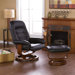Shaw Leather Ergonomic Recliner and Ottoman