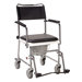 Folding, Portable, Upholstered Commode with Wheels and Drop Arm