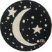 Starry Night Round: 15" x 15" - Black Moon Chair Pad
