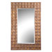 Gavino Hammered Metal Frame Beveled Mirror in Antiqued Gold