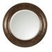 Leonizio Round Beveled Mirror in Brown Leather