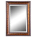 Sinatra Rectangular Beveled Vanity Mirror in Gold Leaf and Brown