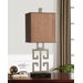 Greek Key Table Lamp in Antique Silver Champagne