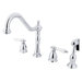 Heritage Two Handle Widespread Kitchen Faucet with Porcelain Cross Handles