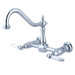 Heritage Two Handle Wall Mount Bridge Kitchen Faucet with Porcelain Lever Handles