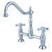Heritage Deck Mount Double Handle Centerset Bridge Kitchen Faucet with Metal Cross Handle