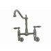 Heritage Double Handle Wall Mount Bridge Kitchen Faucet with Porcelain Lever Handles