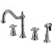 Heritage Double Handle Widespread Kitchen Faucet with Porcelain Lever Handle