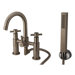 Concord Double Handle Deck Mount Roman Tub Filler with Hand Shower