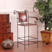 Iron / Leather Carver Counter Stool