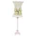 Scroll Glass Ball Table Lamp with Ivory Scallop Hourglass Shade / Green Bow