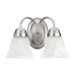 Two Light Wall Sconce with Faux Alabaster Glass Shade in Satin Nickel