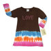 Crystal Love Tie Dye Infant Baby Dress in Brown, Hot Pink, Orange and Blue