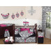 Isabella Hot Pink Crib Bedding in Black / White