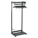 Single-Side Garment Rack with Two Shelves in Black