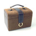 Faux Suede and Leather Large Jewelry Box in Brown