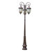 Three Head Outdoor Post Lantern in Brown