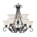 9 Light Chandelier with Marbleized Shade