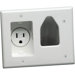 Electronics 2 Gang Recessed Low Voltage Cable Plate with Recessed Power in White
