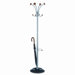 Stily Coat Rack, Four Knobs/Four Hooks, Steel/Wood, Metallic Gray/Mahogany