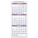 Three-Months-per-Page 14-Month Wall Calendar, Vertical Format, 12 x 27, 2012
